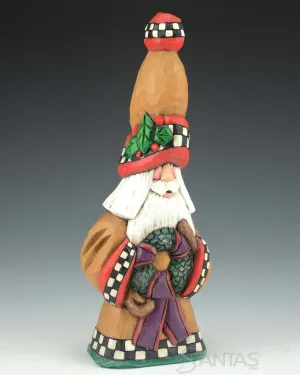 9 inch Deck The Halls Santa Carving by Dave Francis