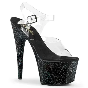 Adore-708MG Clear/Black, 7" Heels