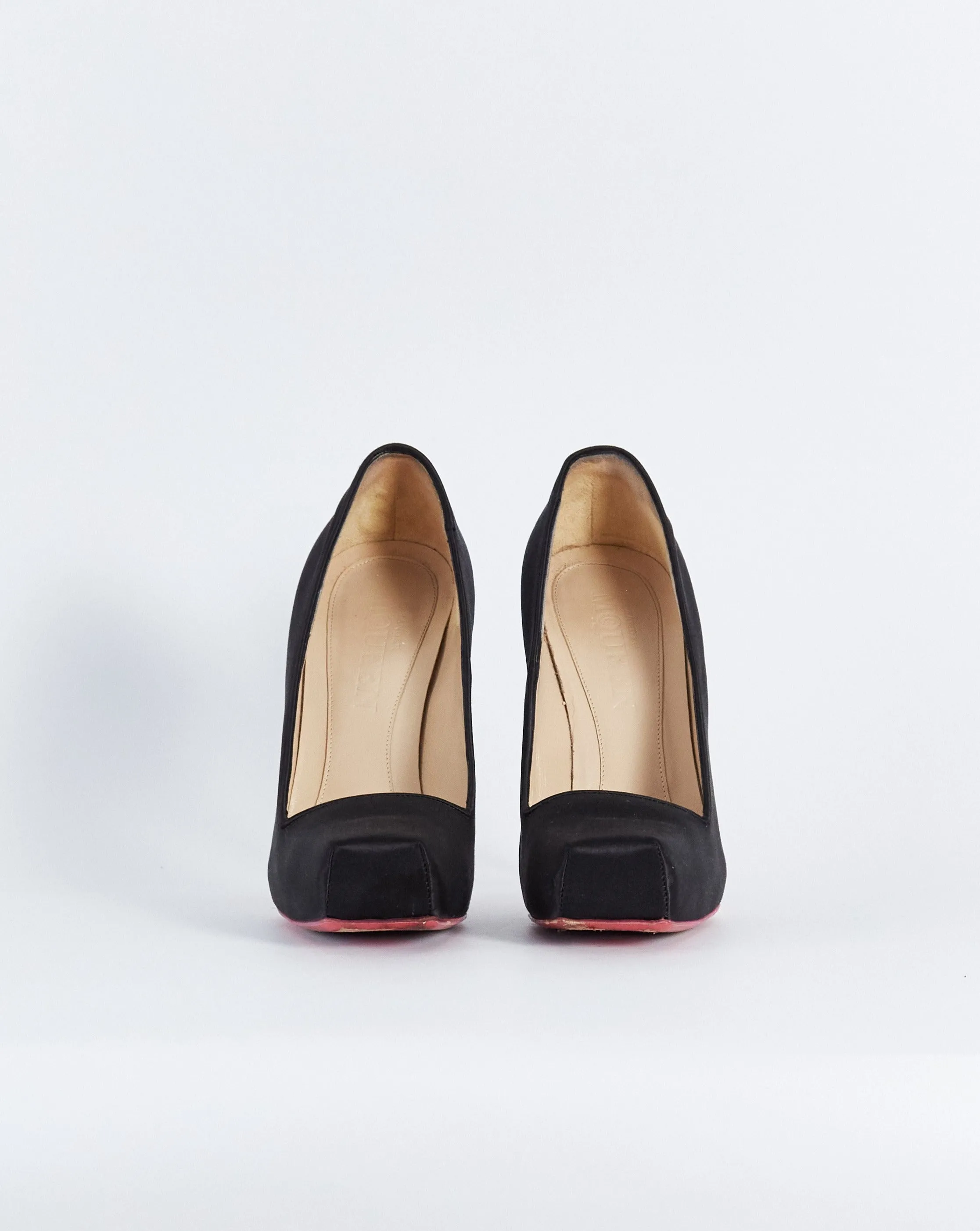 Alexander McQueen 'scarpa tess' satin square toe heels, black, 40