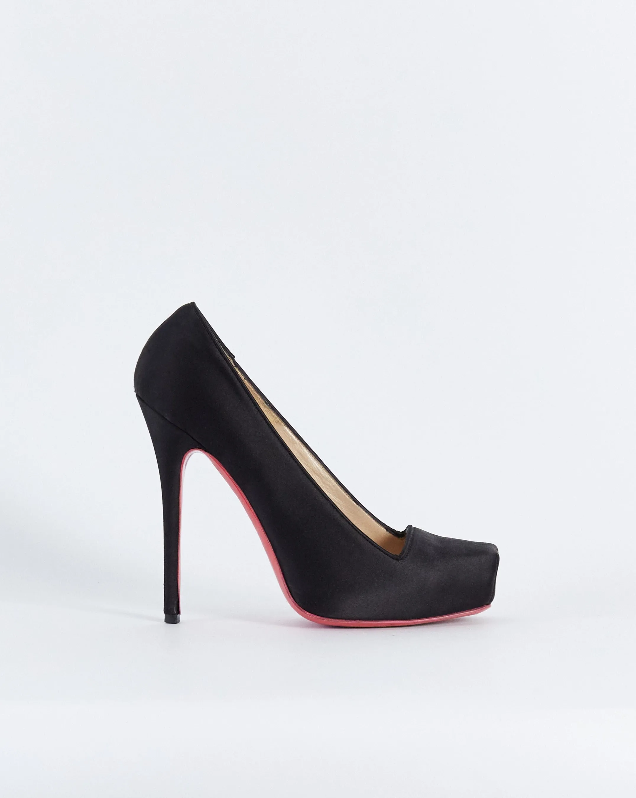 Alexander McQueen 'scarpa tess' satin square toe heels, black, 40