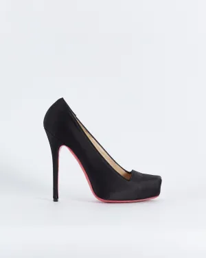 Alexander McQueen 'scarpa tess' satin square toe heels, black, 40