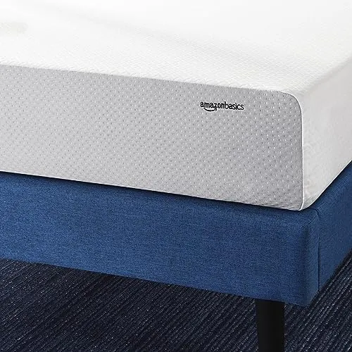 Amazon Basics Memory Foam Mattress, Soft Plush Feel, 8 Inch, Twin, White/Grey
