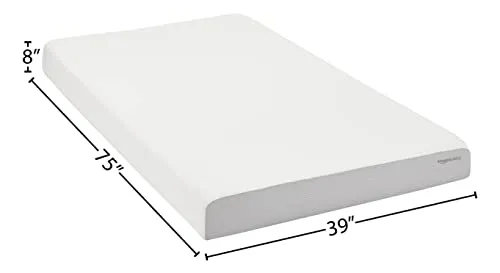 Amazon Basics Memory Foam Mattress, Soft Plush Feel, 8 Inch, Twin, White/Grey