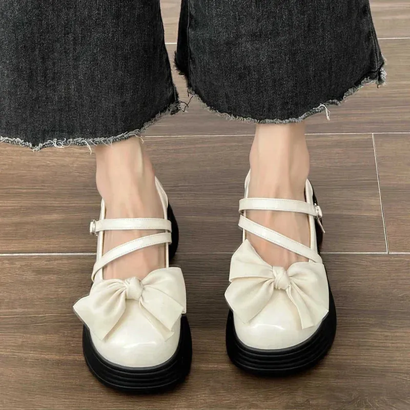 AMOZAE- - Sweet Sophistication Women's Black Bowknot Shoes