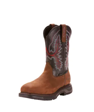 Ariat Boots, 11 inch WorkHog XT Wide Square Toe Waterproof Carbon Toe Work Boot, 10024966 & 10024968 TUMBLED BARK & OILY DISTRESSED BROWN