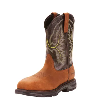 Ariat Boots, 11 inch WorkHog XT Wide Square Toe Waterproof Carbon Toe Work Boot, 10024966 & 10024968 TUMBLED BARK & OILY DISTRESSED BROWN