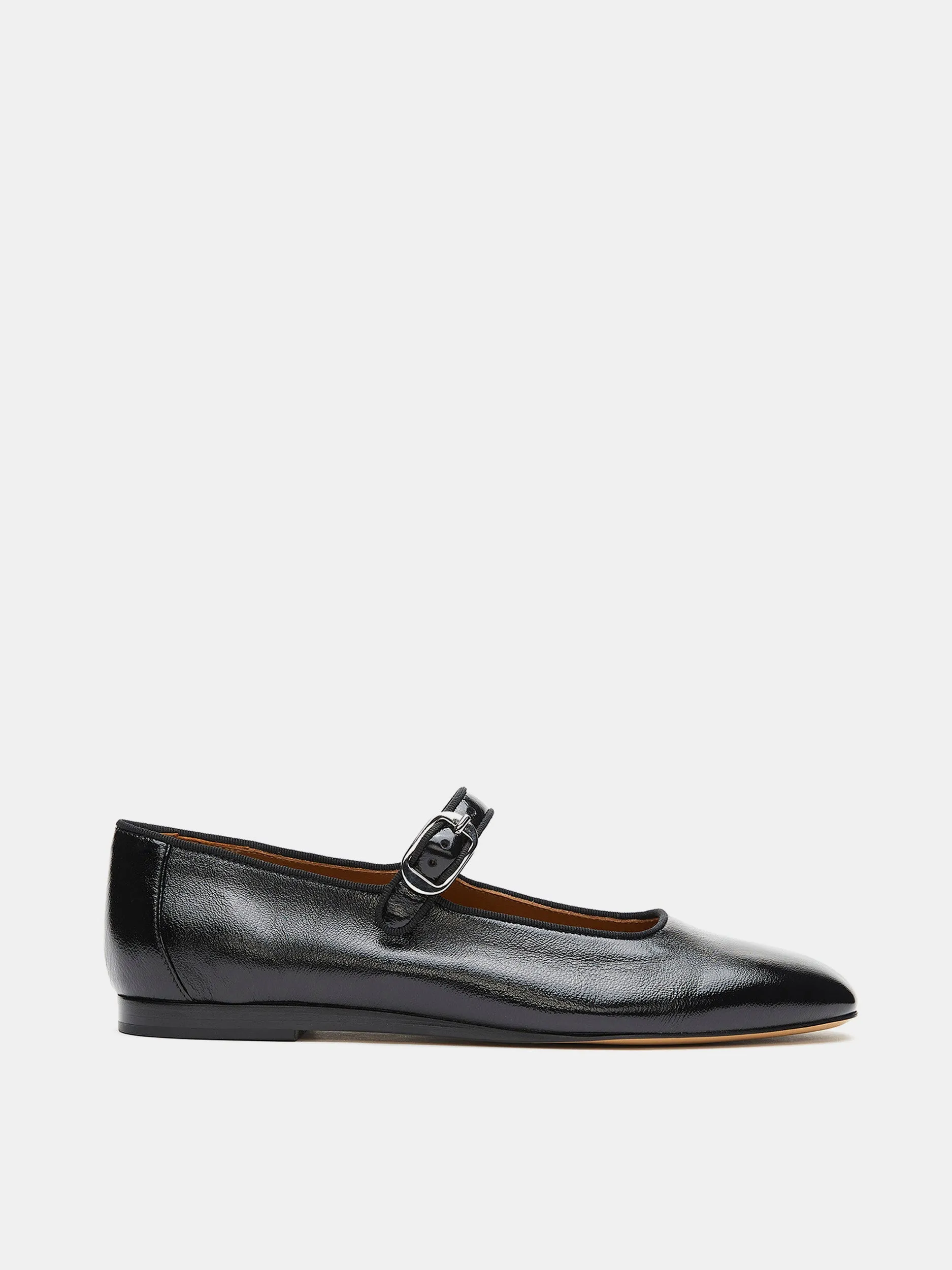 Black patent leather Mary Jane flats