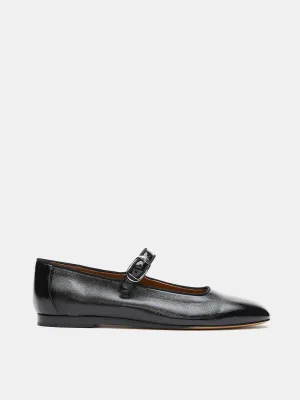 Black patent leather Mary Jane flats
