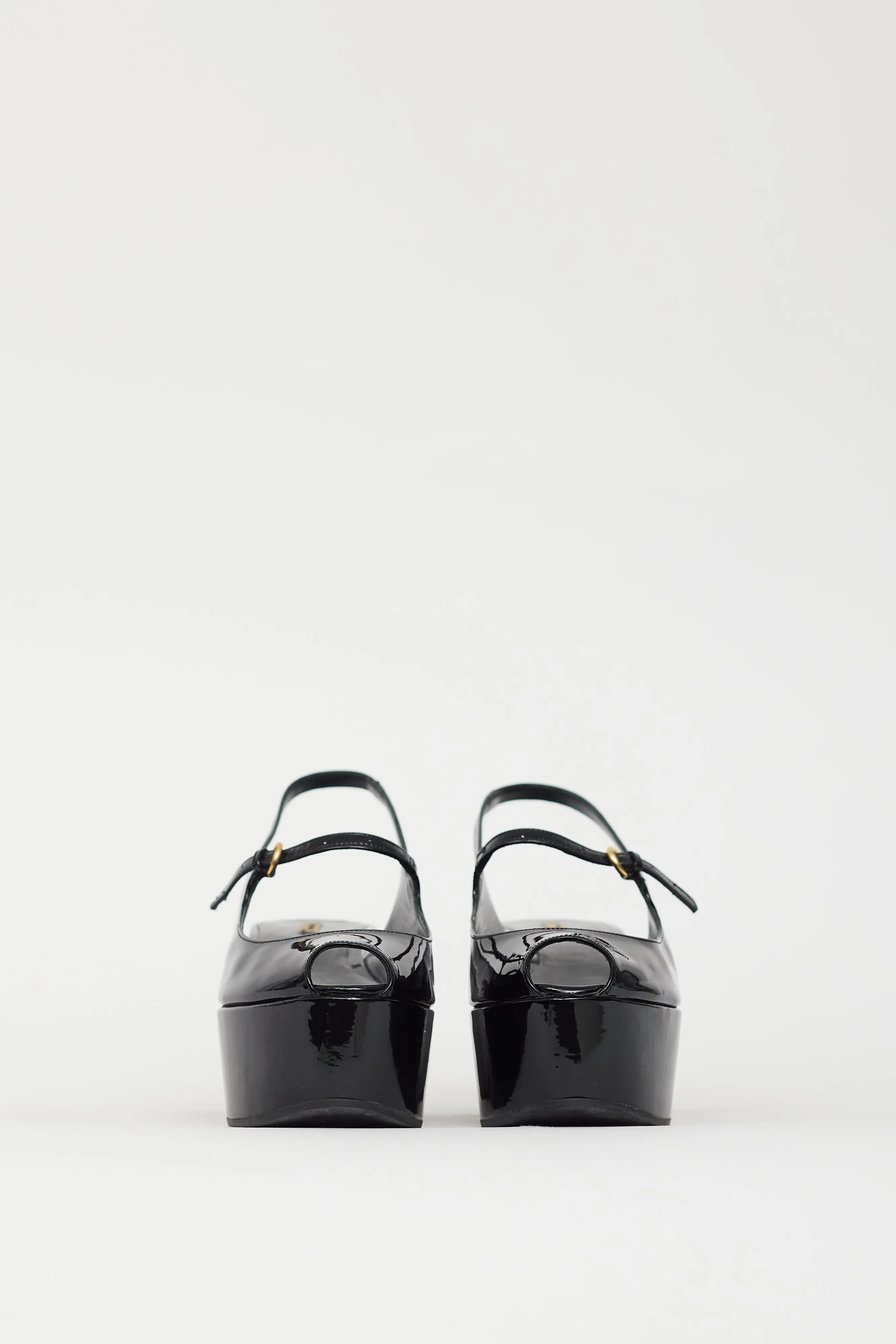 Black Patent Peep Toe Wedge