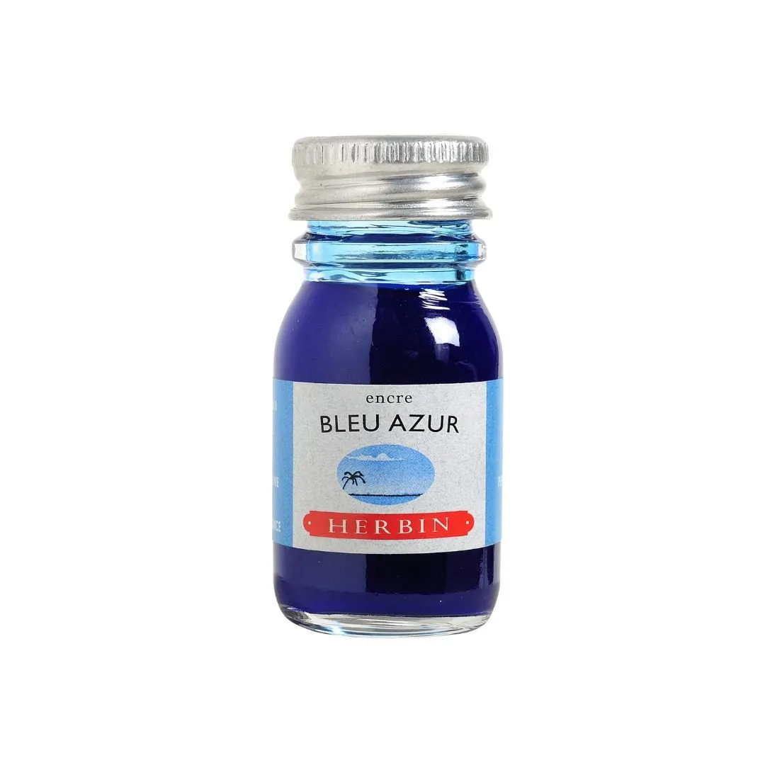 Bleu Azur Herbin Fountain Pen Ink Bottle 10ml