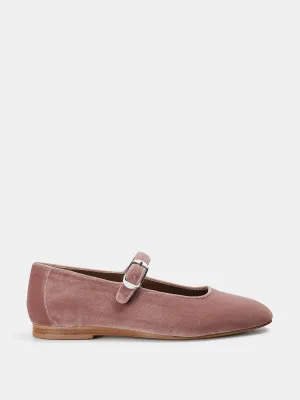 Blush pink velvet Mary Jane flats