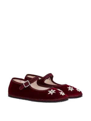 Bordeaux stars embroidery Jinx Mary Jane slippers