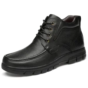Brand Black Business Snow Boots Popular Ankle Boots Plus Fur Warm Men Boots Winter Genuine Leather Casual Father Boots
