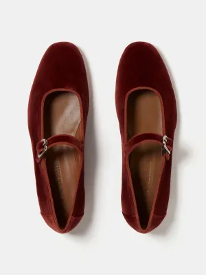 Brick velvet Mary Jane flats