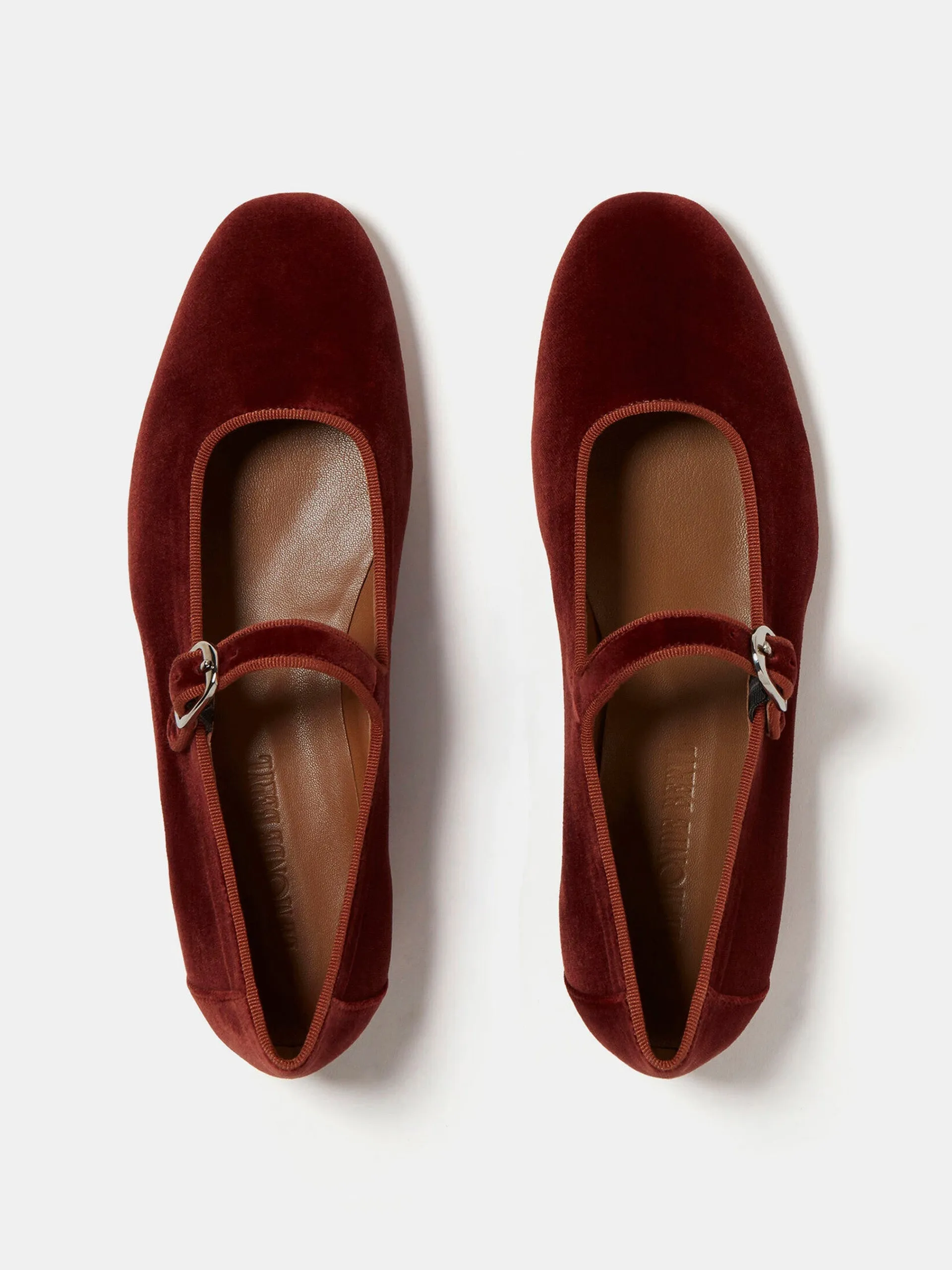 Brick velvet Mary Jane flats
