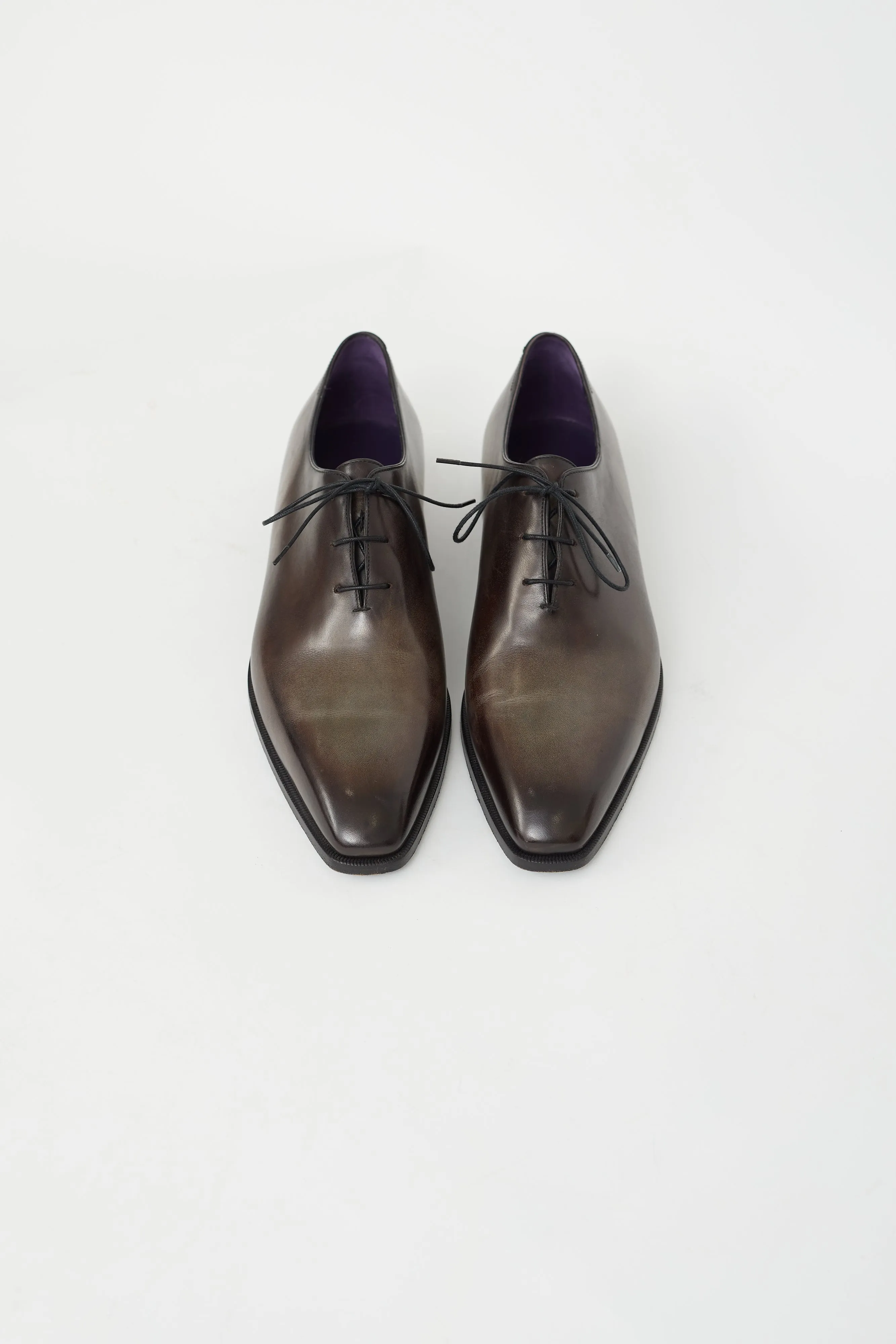 Brown Leather Lace-Up Oxford