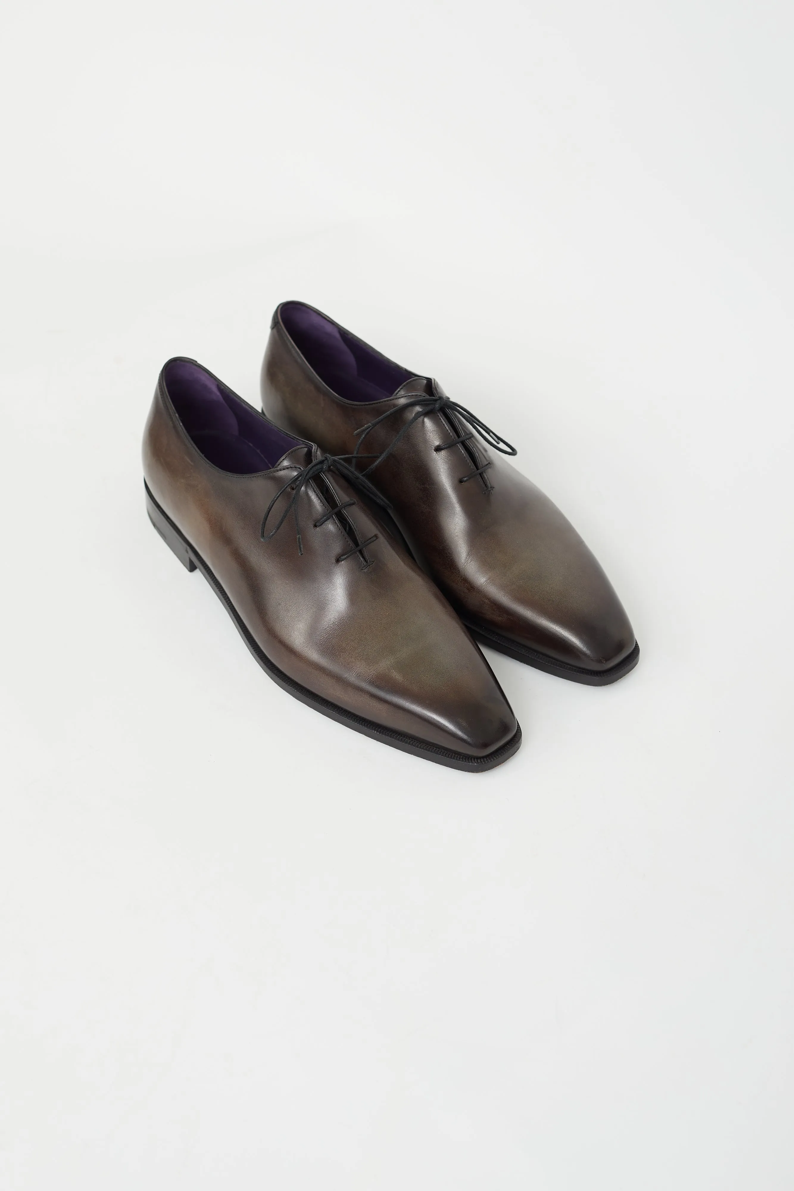Brown Leather Lace-Up Oxford