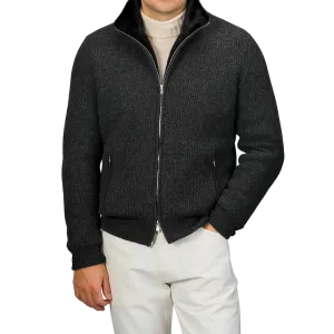 Charcoal Faux Fur Lined Cashmere Blouson