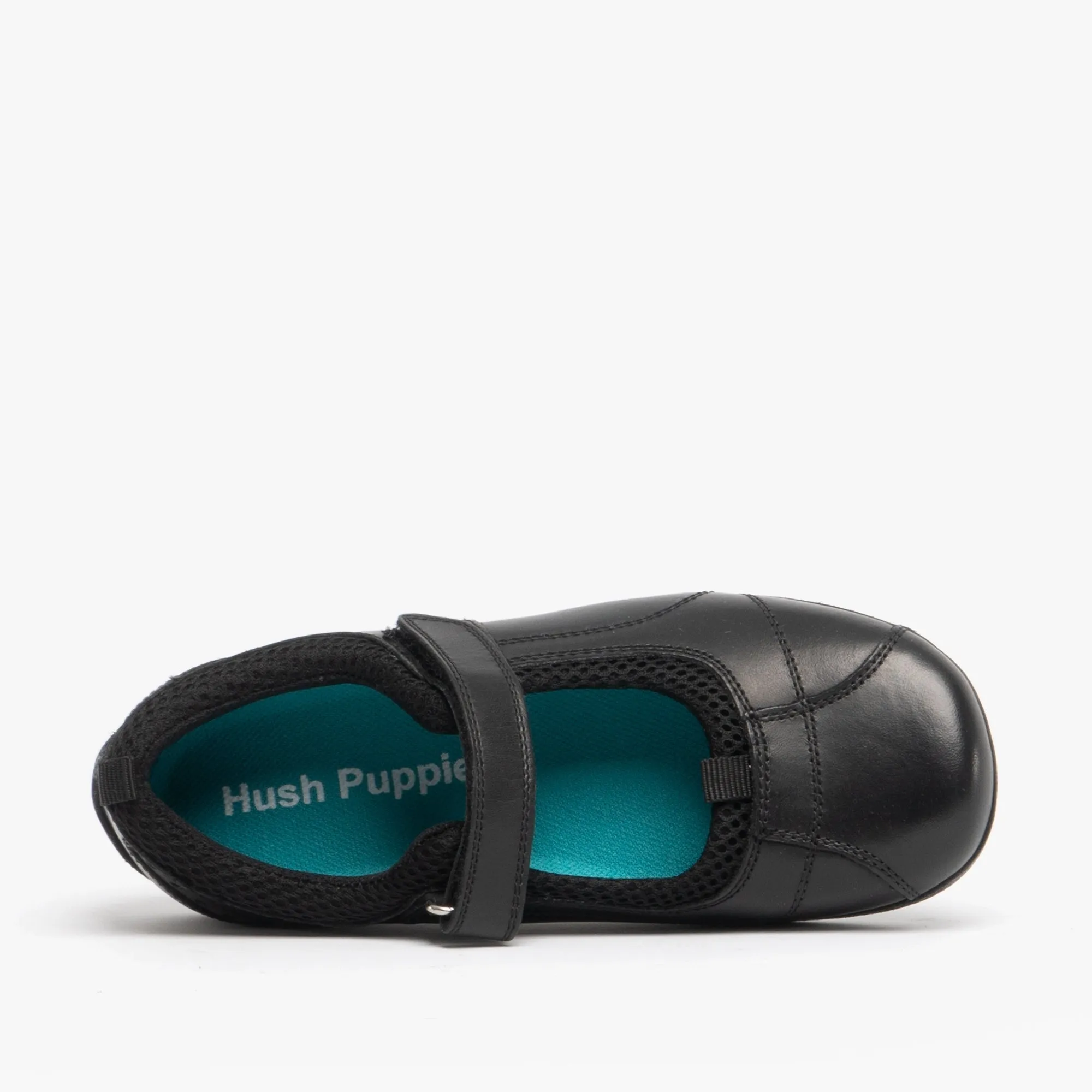 CINDY Girls Leather Touch Fasten Shoes Black