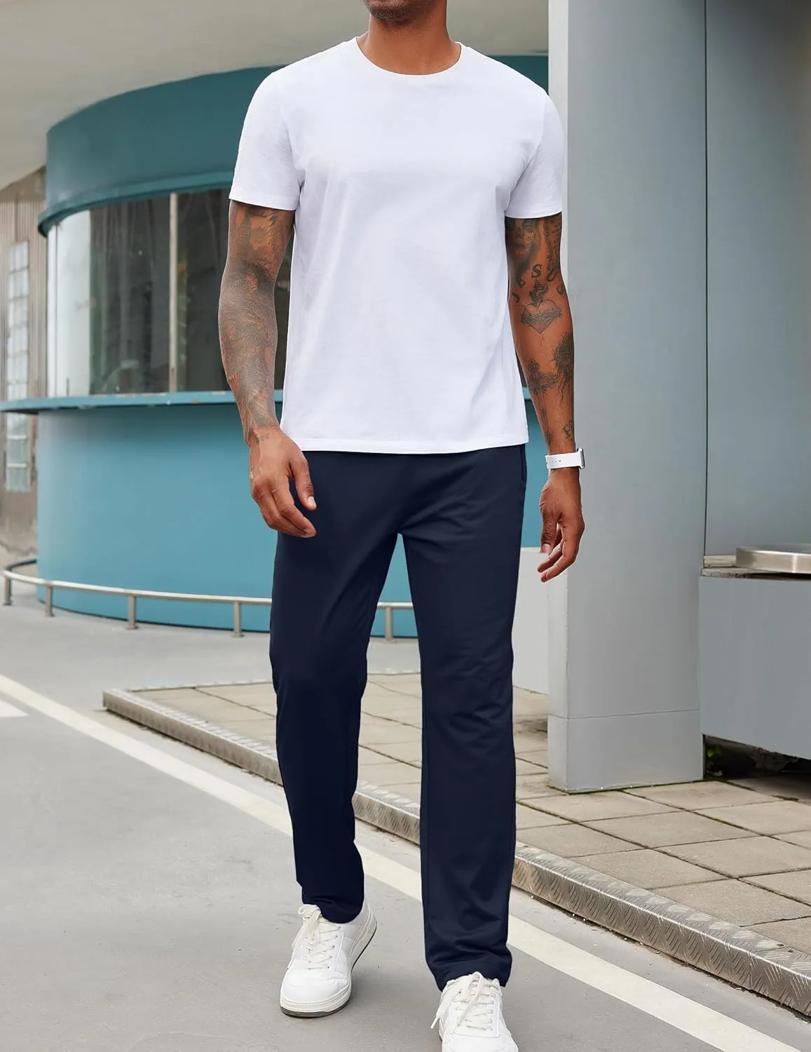 COOFANDY Men's Sweatpants Open Bottom Lightweight Athletic Running Joggers Gym Workout Pants with Zipper Pockets