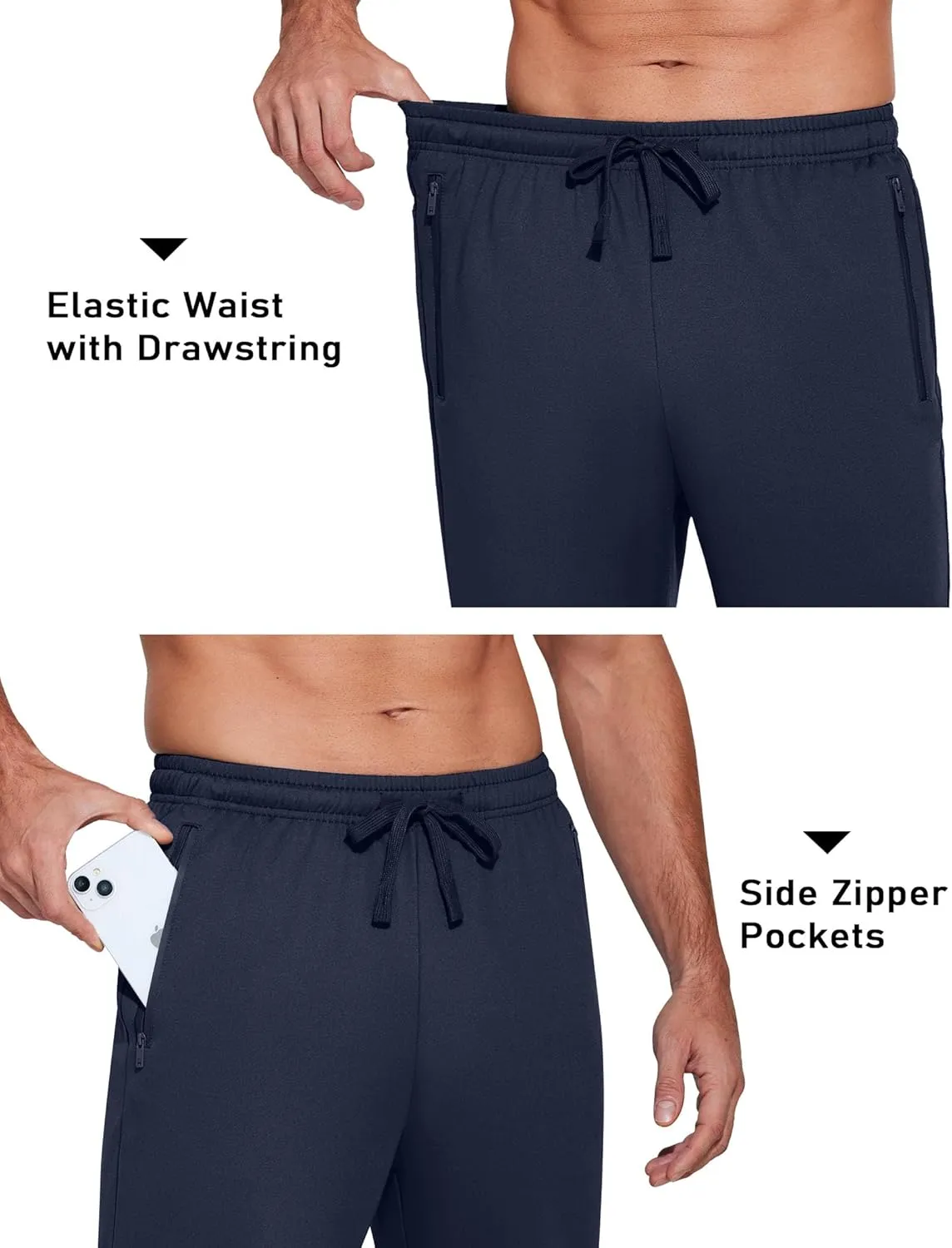 COOFANDY Men's Sweatpants Open Bottom Lightweight Athletic Running Joggers Gym Workout Pants with Zipper Pockets