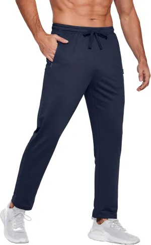 COOFANDY Men's Sweatpants Open Bottom Lightweight Athletic Running Joggers Gym Workout Pants with Zipper Pockets