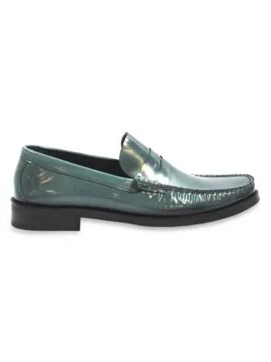 Cornetto Vellapais leather penny loafers, turquoise