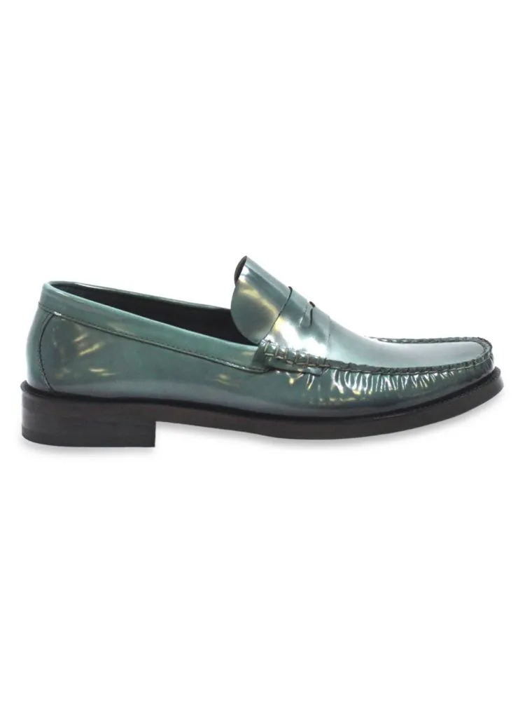 Cornetto Vellapais leather penny loafers, turquoise