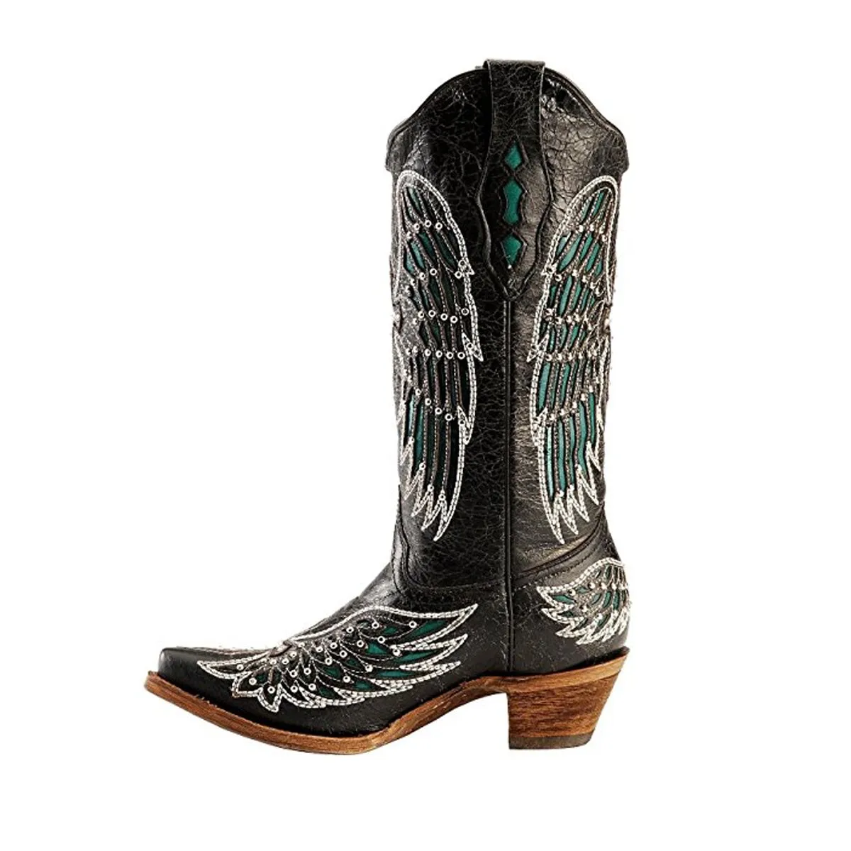 Corral Women's Wing Inlay & Cross Embroidery Snip Toe Cowgirl Boot - A1048