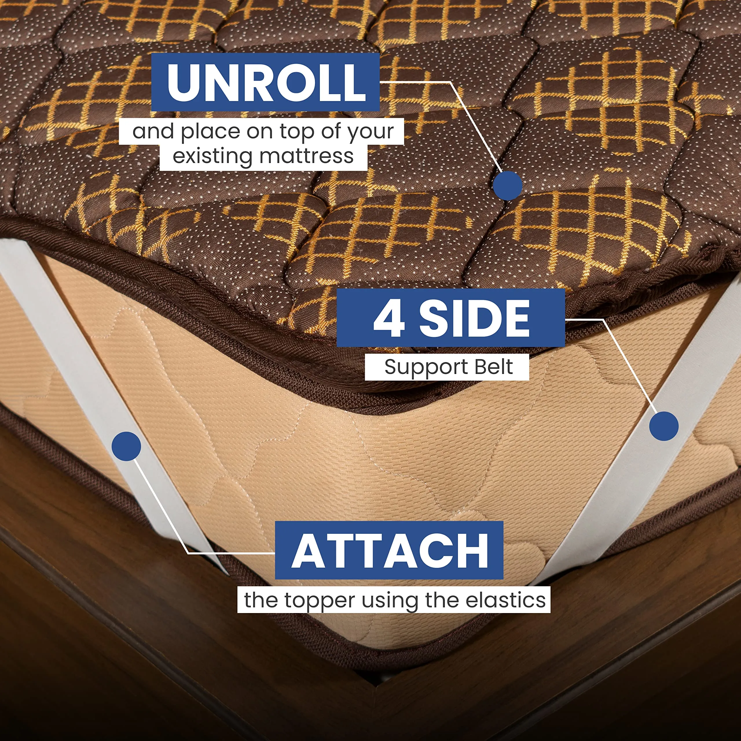 COZYMATE Cool Gel Memory Foam Mattress Topper Single Bed 72x35x2 Inch, Foam Sheet for Bed, Mattress Padding for Neck, Back & Shoulder Pain Relief, Bed Topper, Brown