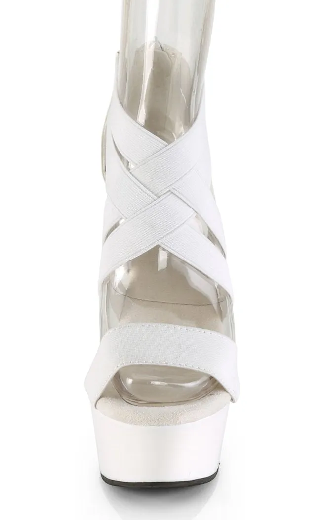 DELIGHT-669 White Strappy Platform Heels