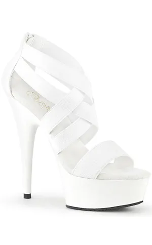 DELIGHT-669 White Strappy Platform Heels