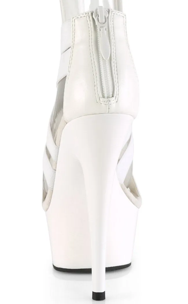 DELIGHT-669 White Strappy Platform Heels