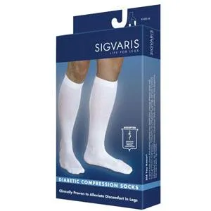 Diabetic Compression Socks, Calf, 18-25, Medium, Long, Closed, White
