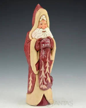 Ellis Olson 6 inch Red Santa Carving with Nice List