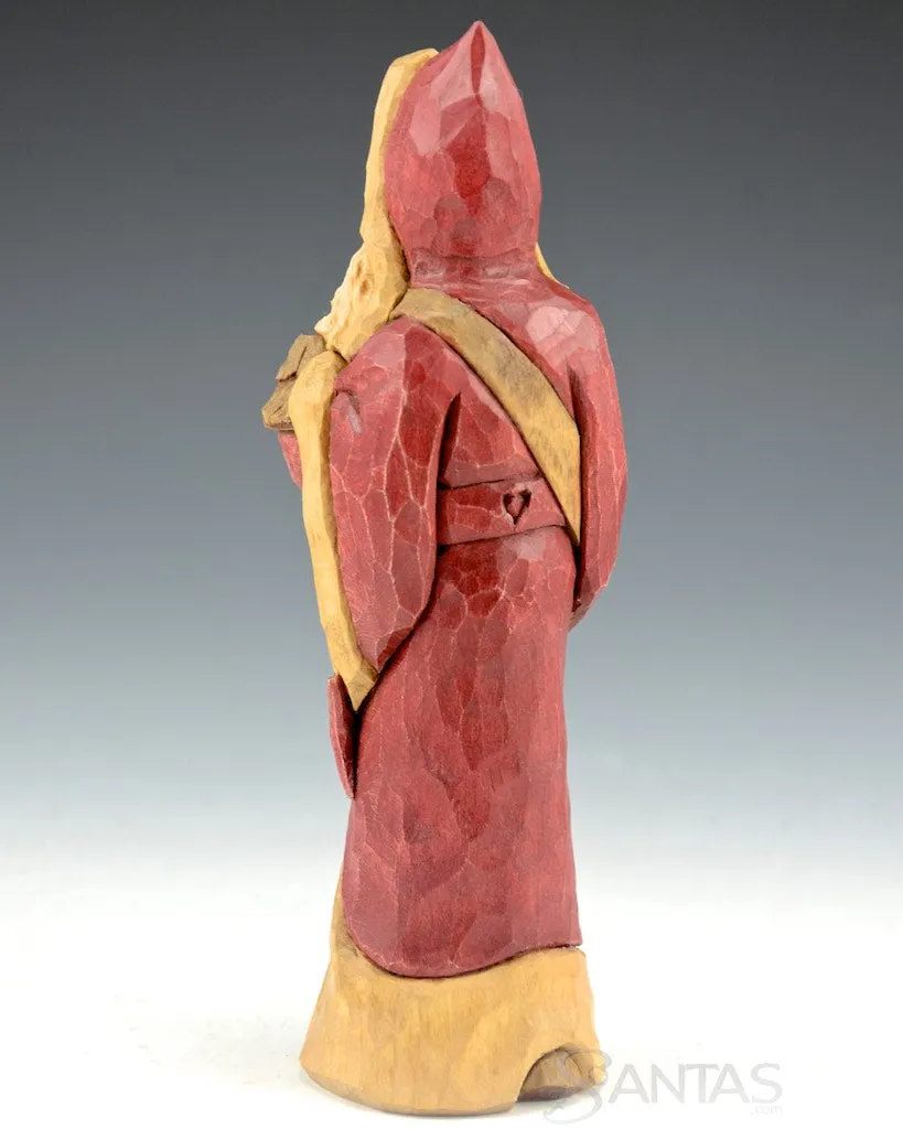 Ellis Olson 6.8 inch Santa Carving with Birdhouse