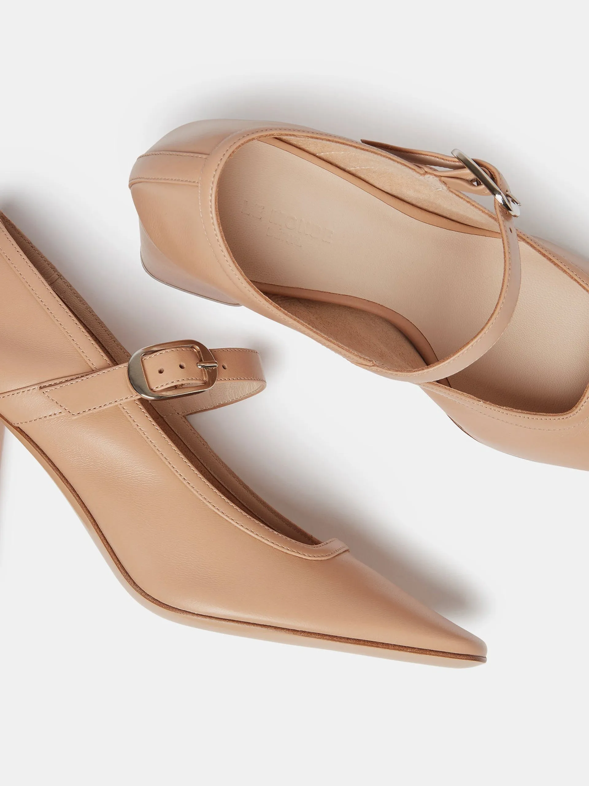 Fawn leather ballet Mary Jane pumps