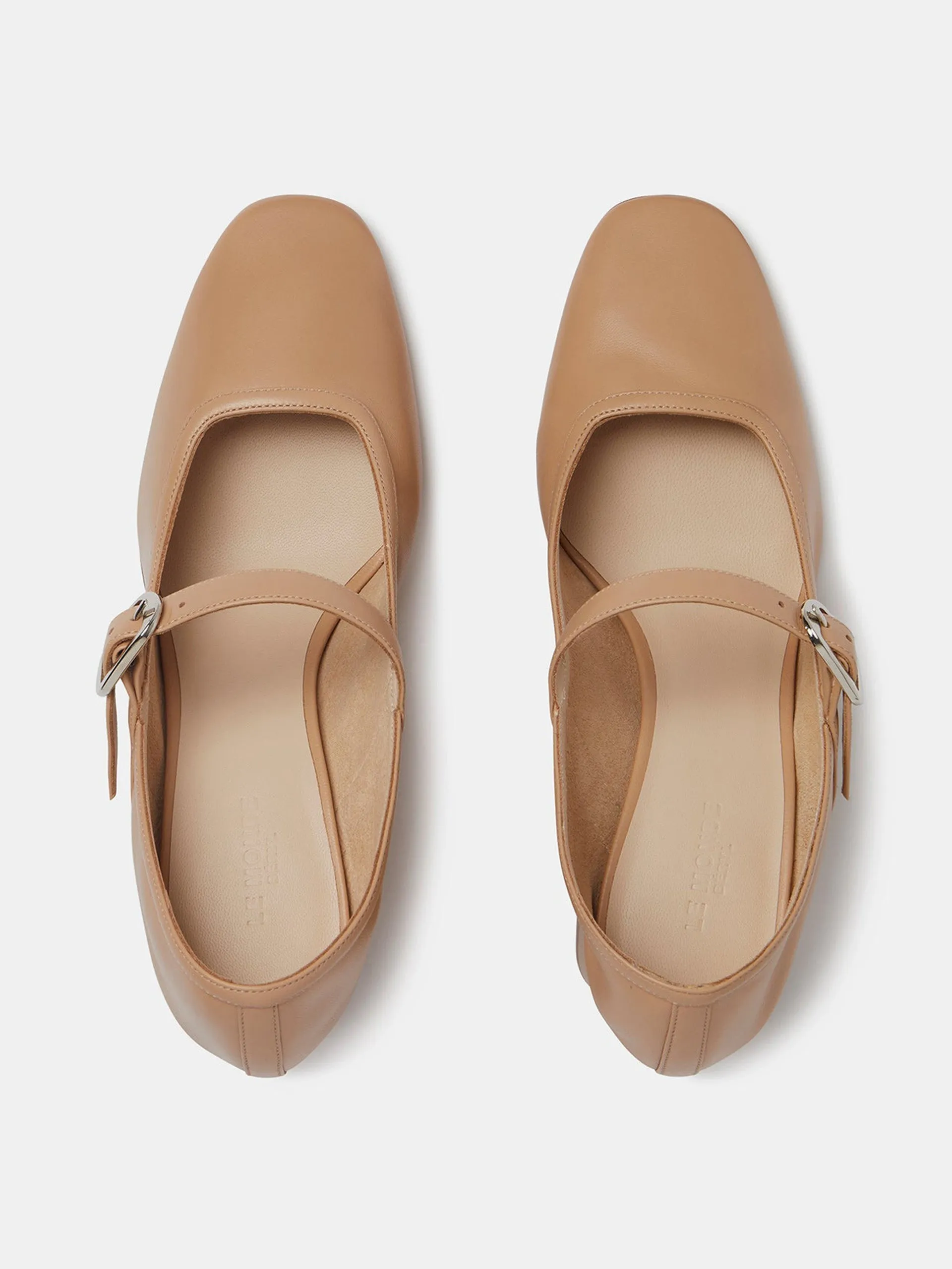 Fawn leather ballet Mary Jane pumps
