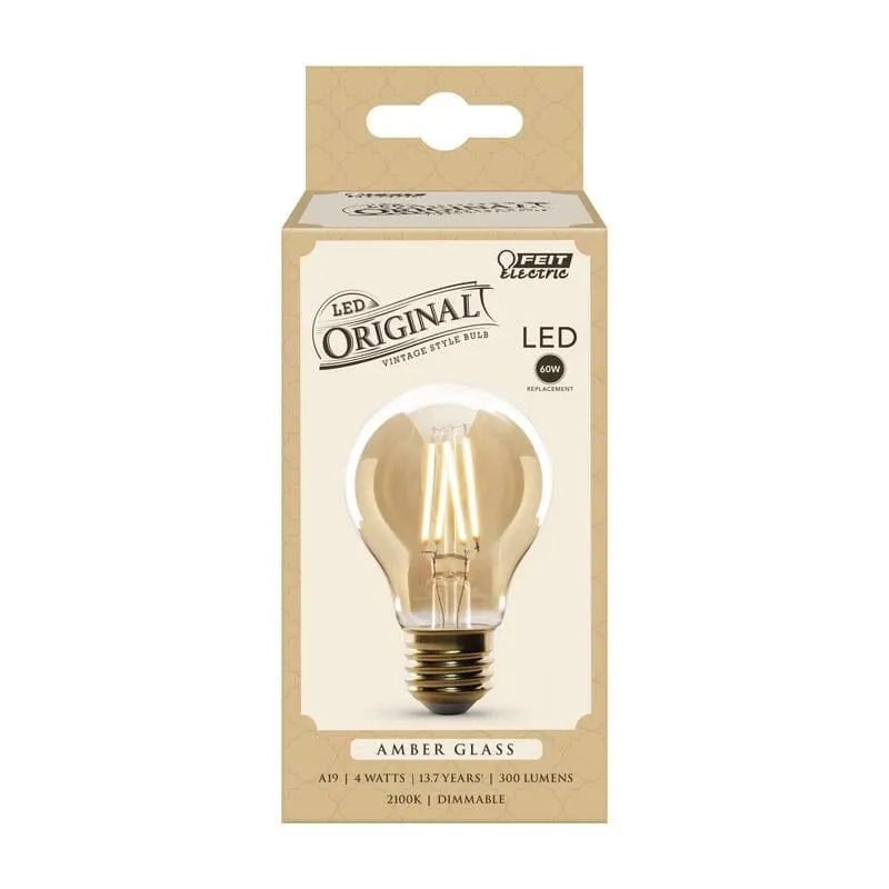 FEIT Electric  A19  E26 (Medium)  LED Bulb  Amber Soft White  60 Watt