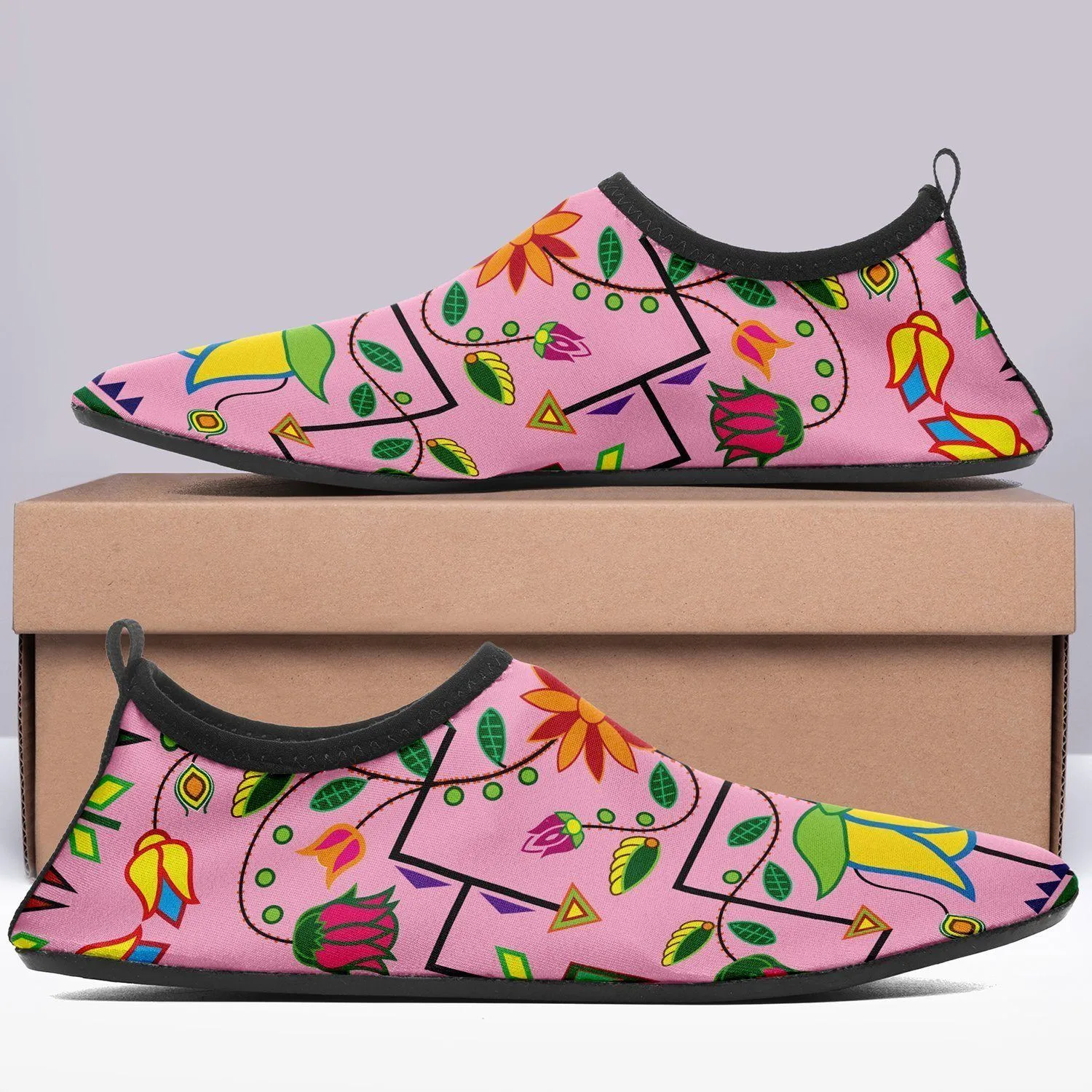 Geometric Floral Summer Sunset Sockamoccs Kid's Sockamoccs Slip On Shoes