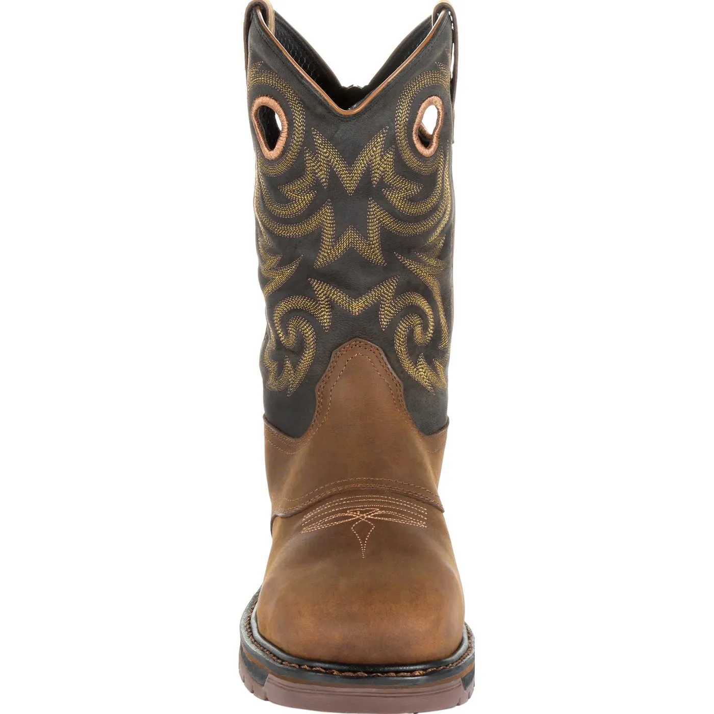 Georgia | Men's Carbo-Tec LT Steel Toe Waterproof Pull On Work Boot | Black / Brown