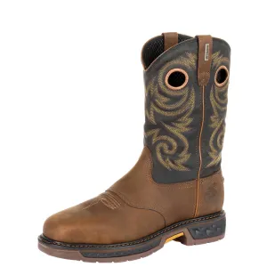 Georgia | Men's Carbo-Tec LT Steel Toe Waterproof Pull On Work Boot | Black / Brown