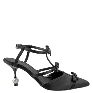 Giambattista Valli Satin Pumps with Pearl Heel in Black