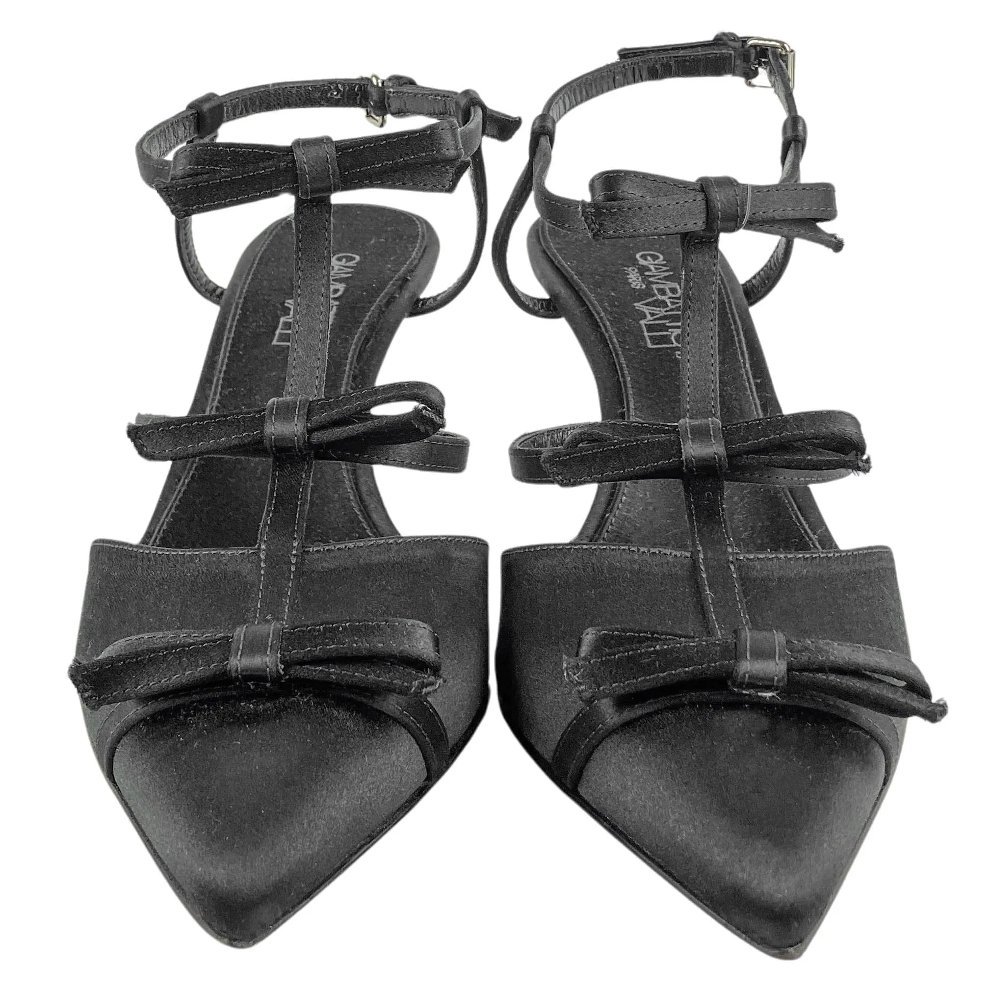 Giambattista Valli Satin Pumps with Pearl Heel in Black