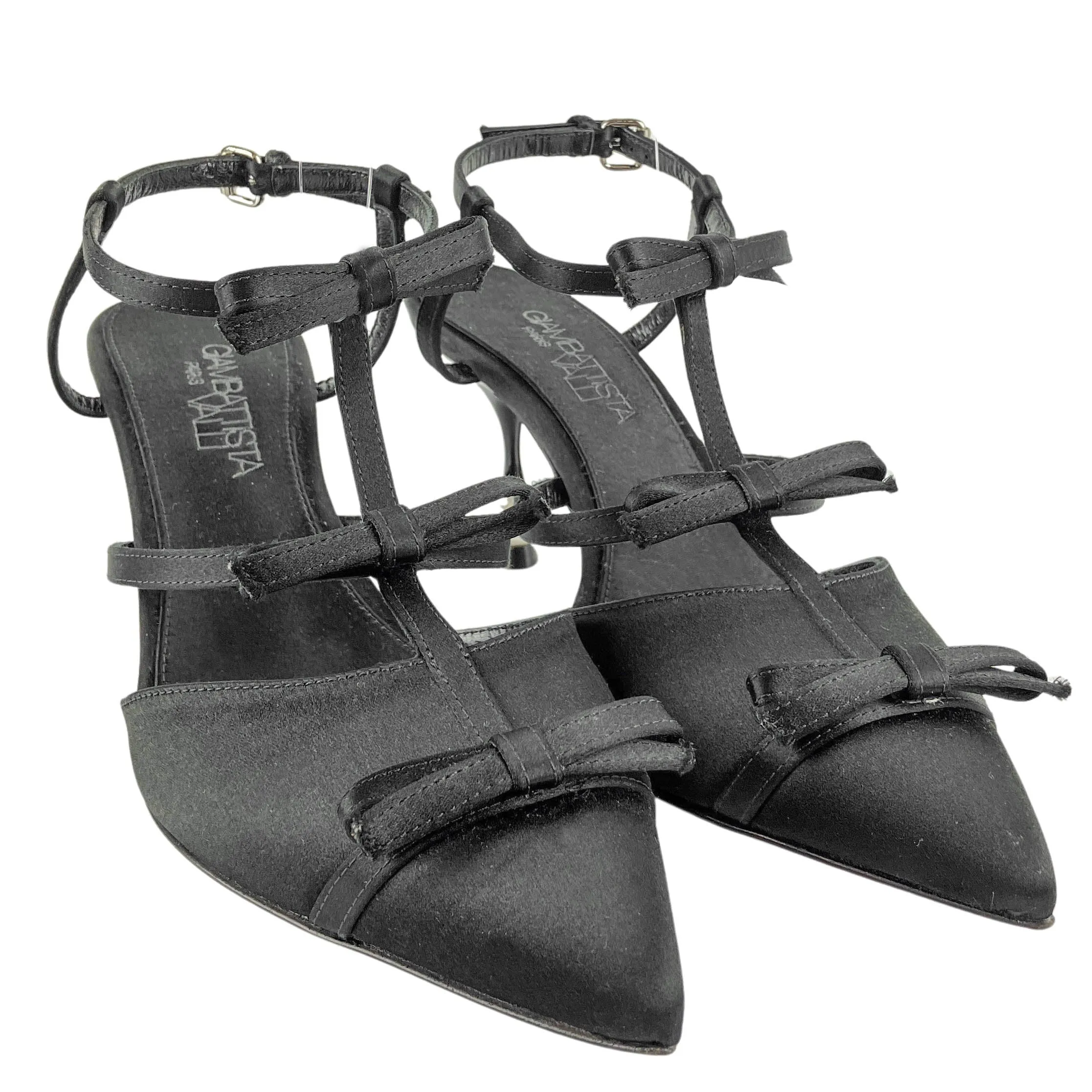 Giambattista Valli Satin Pumps with Pearl Heel in Black