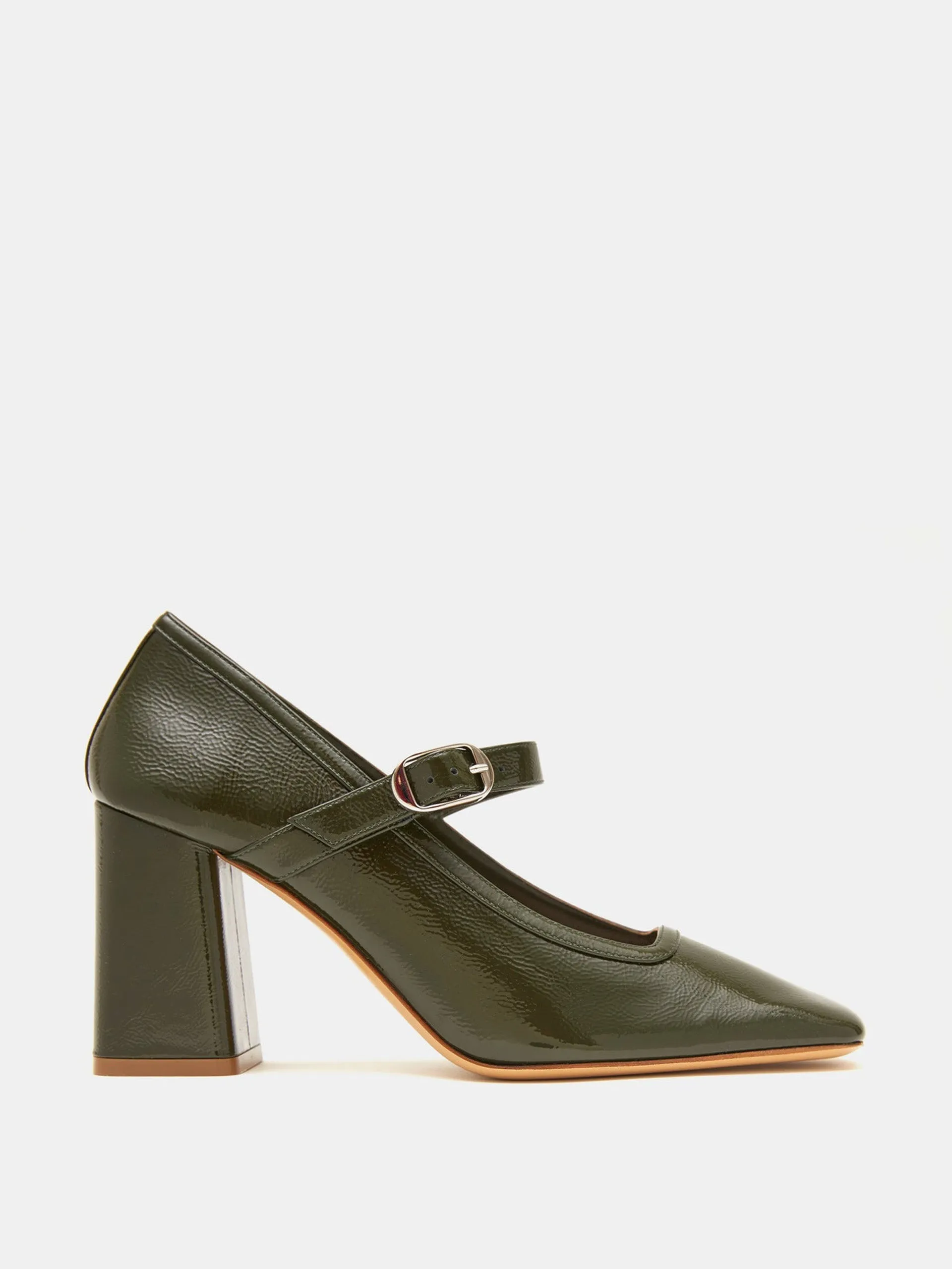 Green patent leather ballet Mary Jane pumps