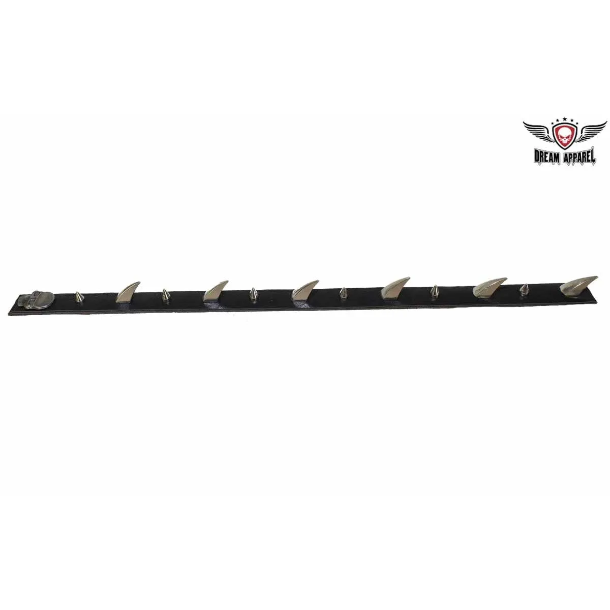 Helmet Spike Strip With Dual Style Spikes And Metallic Skull
