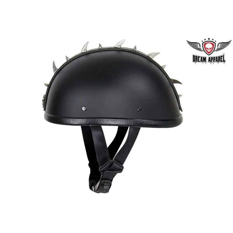 Helmet Spike Strip With Dual Style Spikes And Metallic Skull