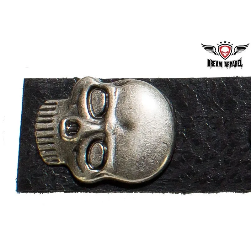 Helmet Spike Strip With Dual Style Spikes And Metallic Skull