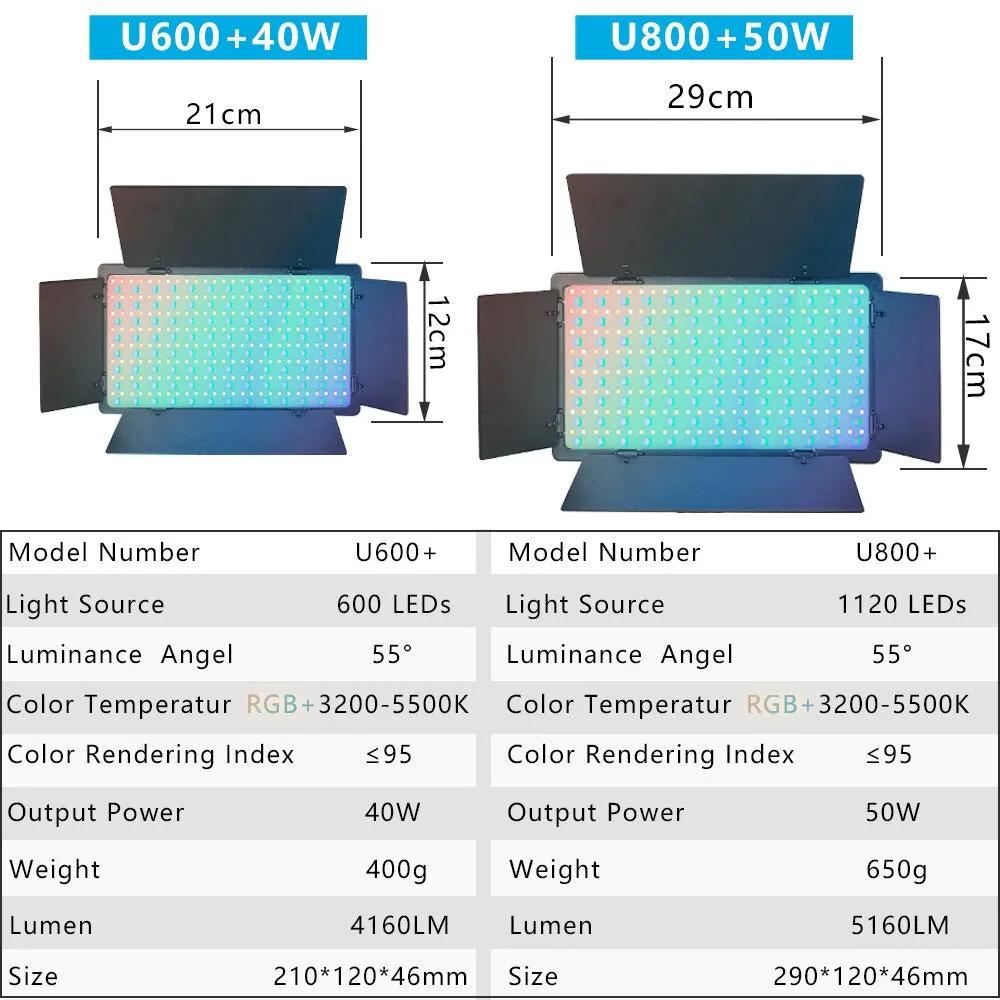 Hridz U800 RGB Video Light Dimmable Wireless LED Lights for Photo Studio Wedding